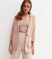 New Look Pale Pink Linen-Look Oversized Blazer